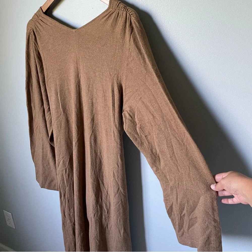Jenni Kayne Everyday Kate Sweater Dress Dark Camel Size XL - Picture 7 of 9
